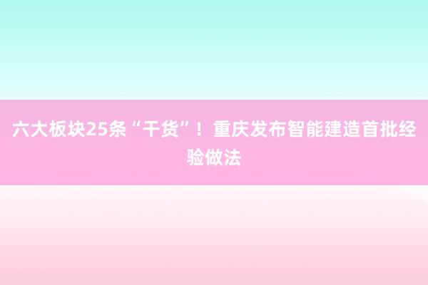 六大板块25条“干货”！重庆发布智能建造首批经验做法